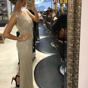 Custom Embellished raindrop Gown